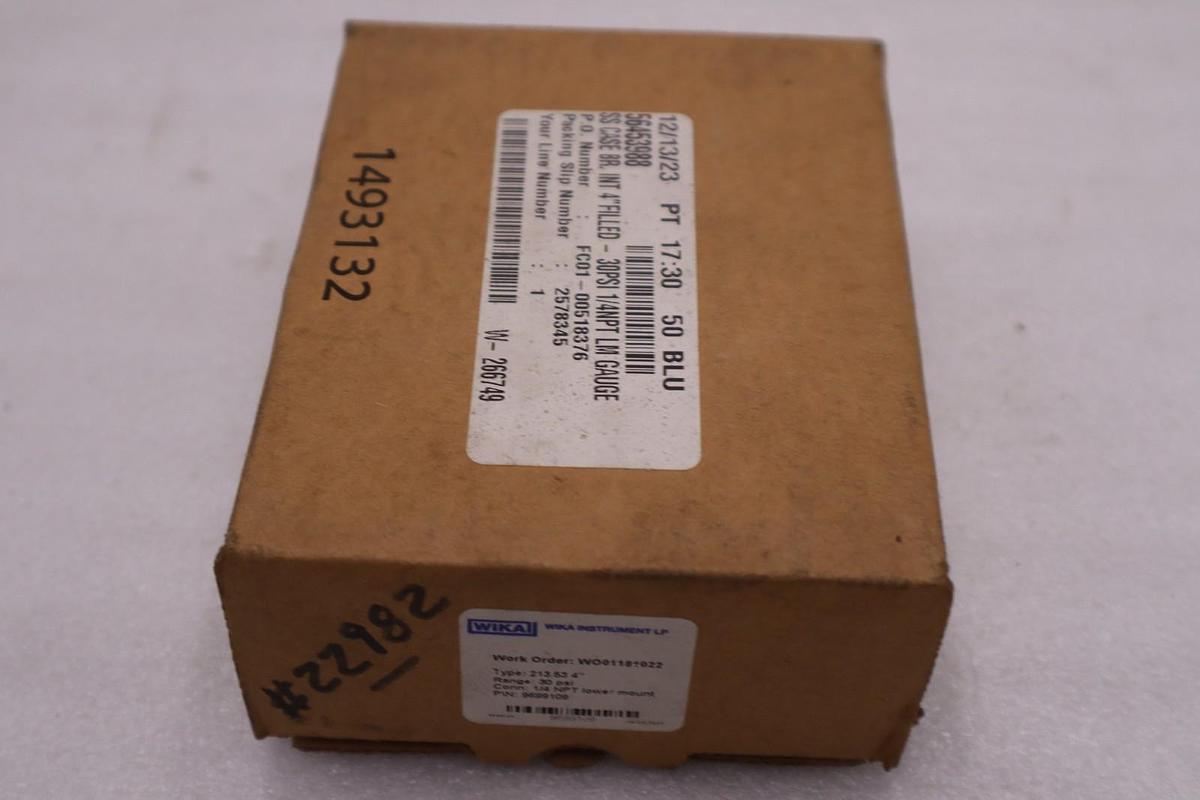New Wika Type 213.53 4" Gauge 30psi 1/4" NPT LM 9699109 - STOCK GF599A