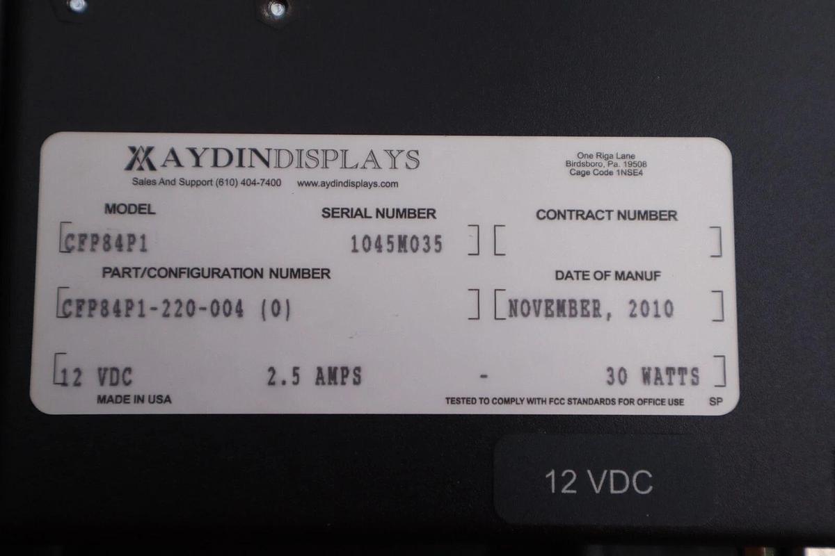 Used Hoffman HMI Enclosure Type 4X SST w/ Aydin CFP84P1 Military #2600