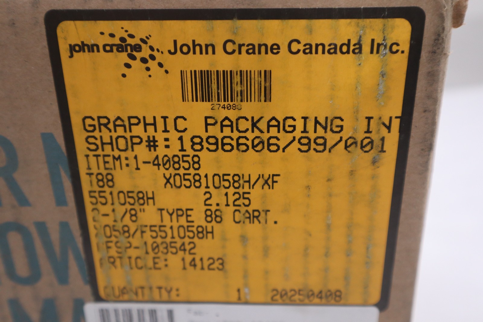John Crane 551058H 2-3/8" Type 88 Cart Cartridge Seal - STOCK GF936