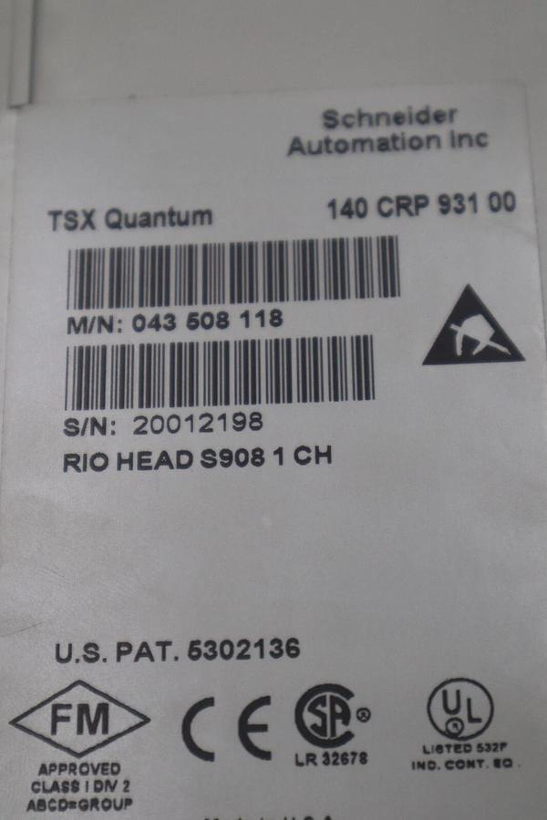 Used SCHNEIDER AUTOMATION 140CRP93100 TSX QUANTUM RIO HEAD NEW UNIT STOCK G308A