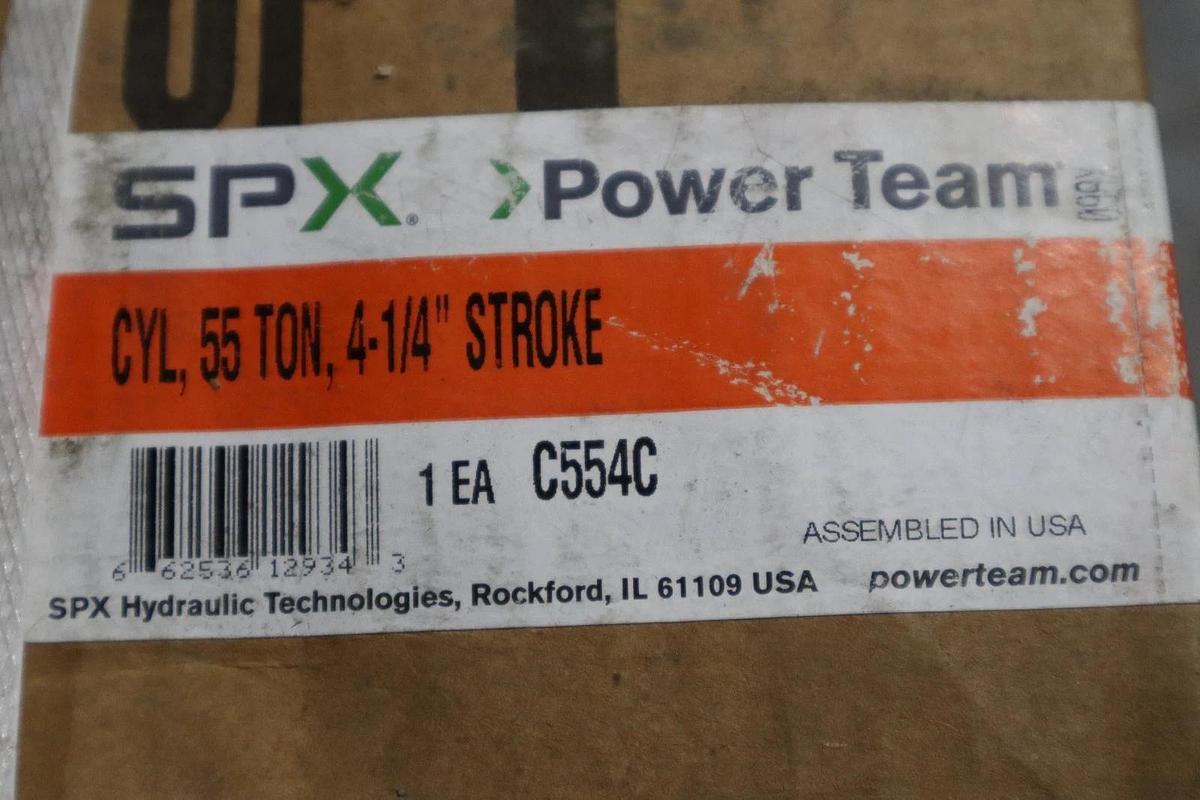 Used SPX POWER TEAM C554C HYDRAULIC CYLINDER 55 TON, 4-1/4" STROKE NEW IN BOX #SGF-10