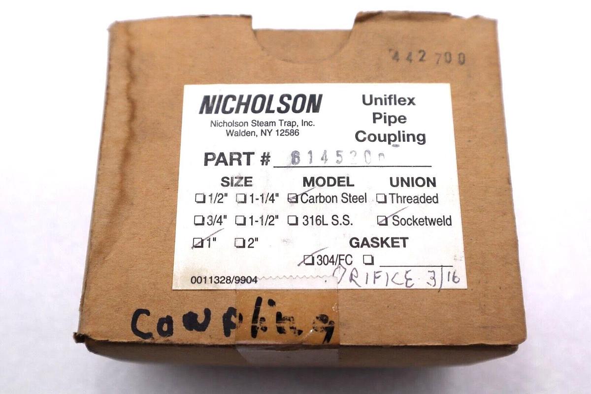 NEW NICHOLSON UNIFLEX PIPE COUPLING CARBON STEEL UNIFLEX PIPE COUPLING 1" #L-652