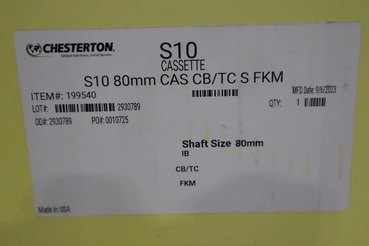 Used NEW CHESTERTON 199540 S10 80MM CAS CB/TC S FKM SHAFT SIZE 80MM STOCK 1444B