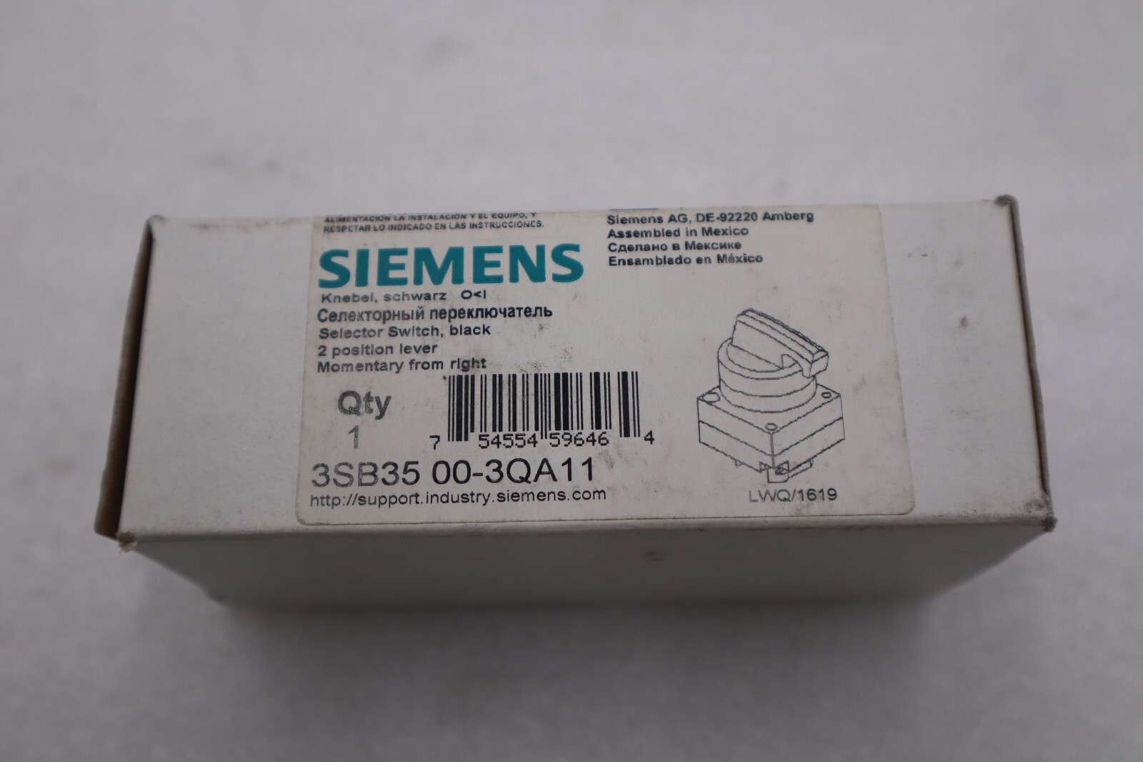 Used NEW OPEN BOX SIEMENS 3SB35 00-3QA11 Lever Momentary Selector Switch STK H70A