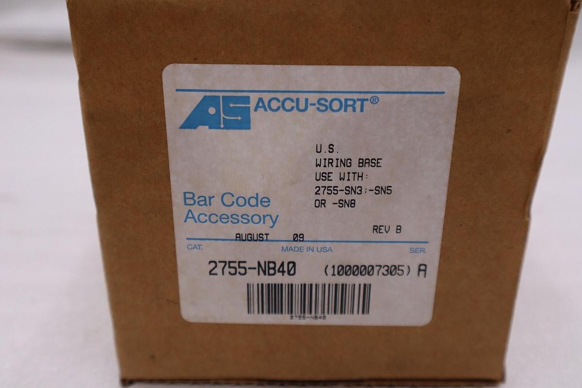 NEW ACCU-SORT 2755-NB40 WIRING ADAPTER BASE 2755NB40 STOCK H1087