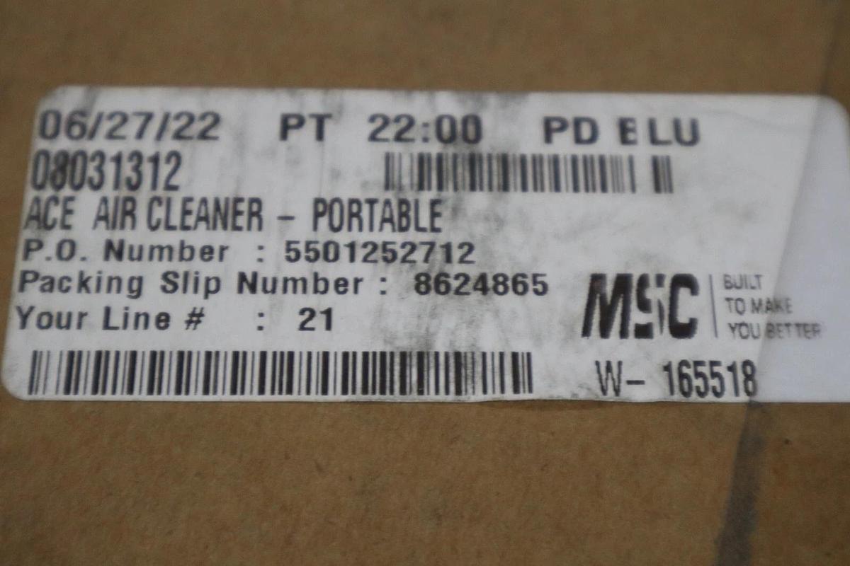 Used ACE INDUSTRIAL PRODUCTS 73-200 AIR FILTER 120 V NEW IN BOX STOCK H797