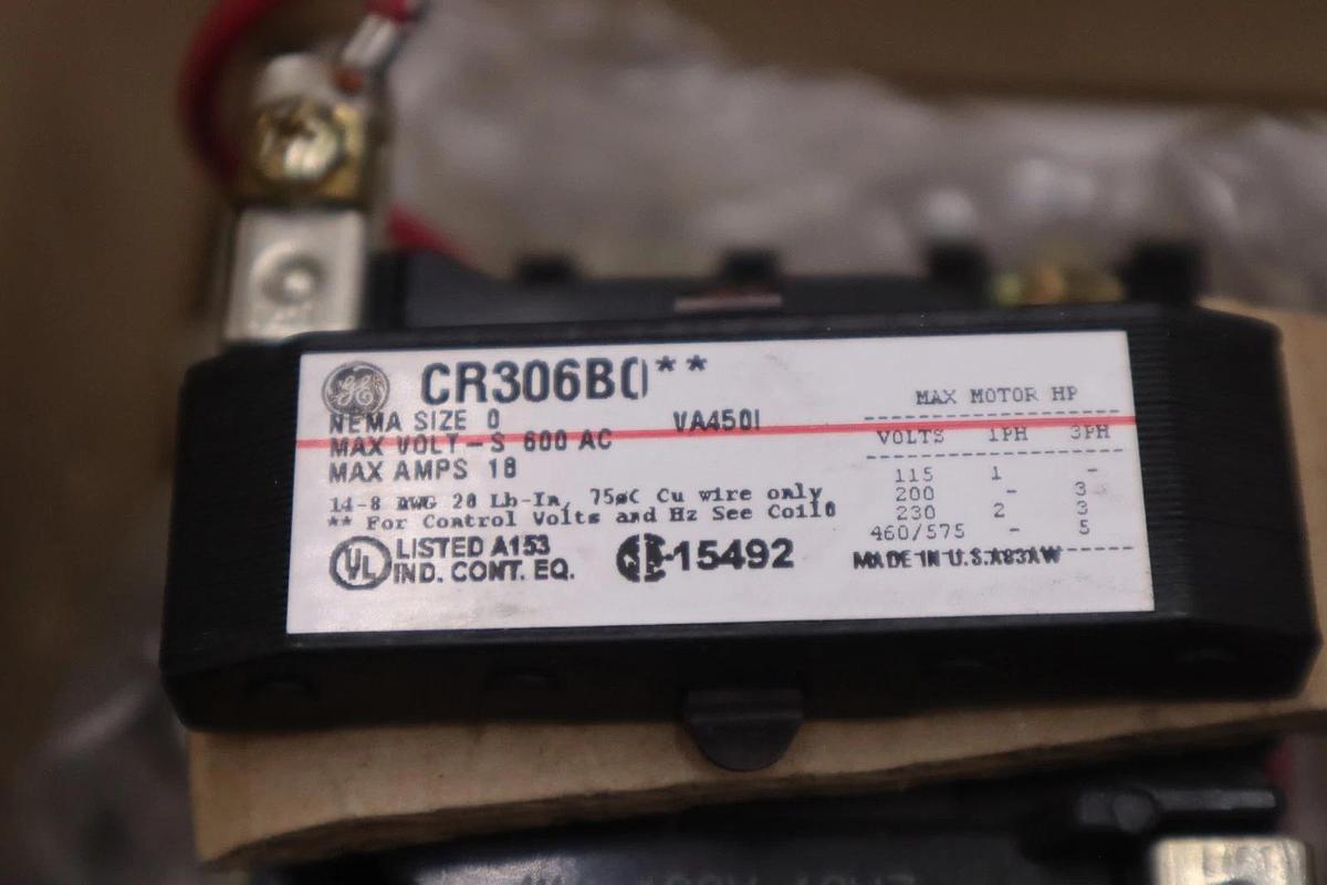 GE CR306B004 Magnetic Motor Starter, Thermal, 480V AC 6VDK8 NEW WITH BOX #3704CC
