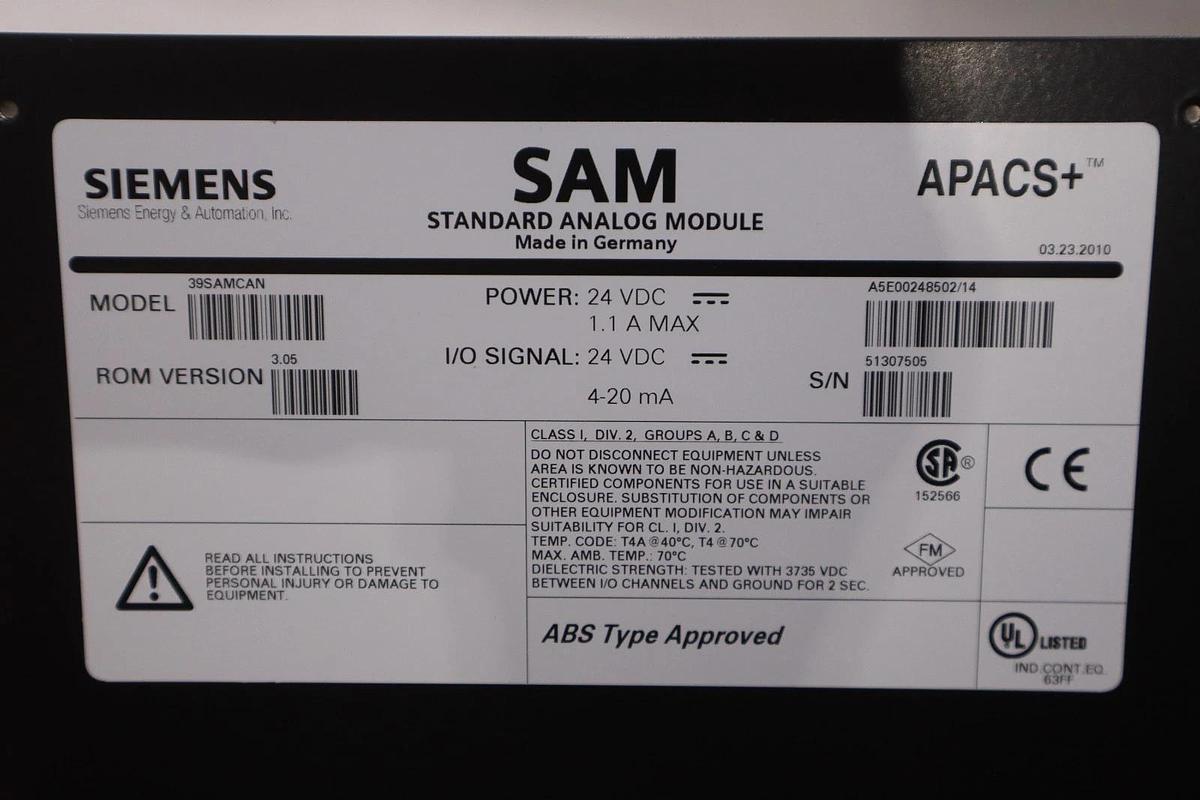 NEW OPEN BOX Siemens Sam 39SAMCAN Apacs+ Standard Analog Module STK GF1011