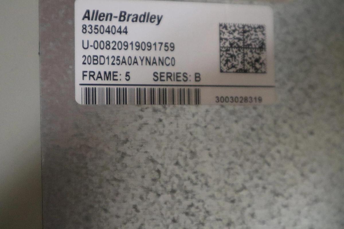 Used Allen-Bradley 20BD125A0AYNANC0 AC DRIVE POWERFLEX 700 480 VAC 60 HZ STOCK HP144