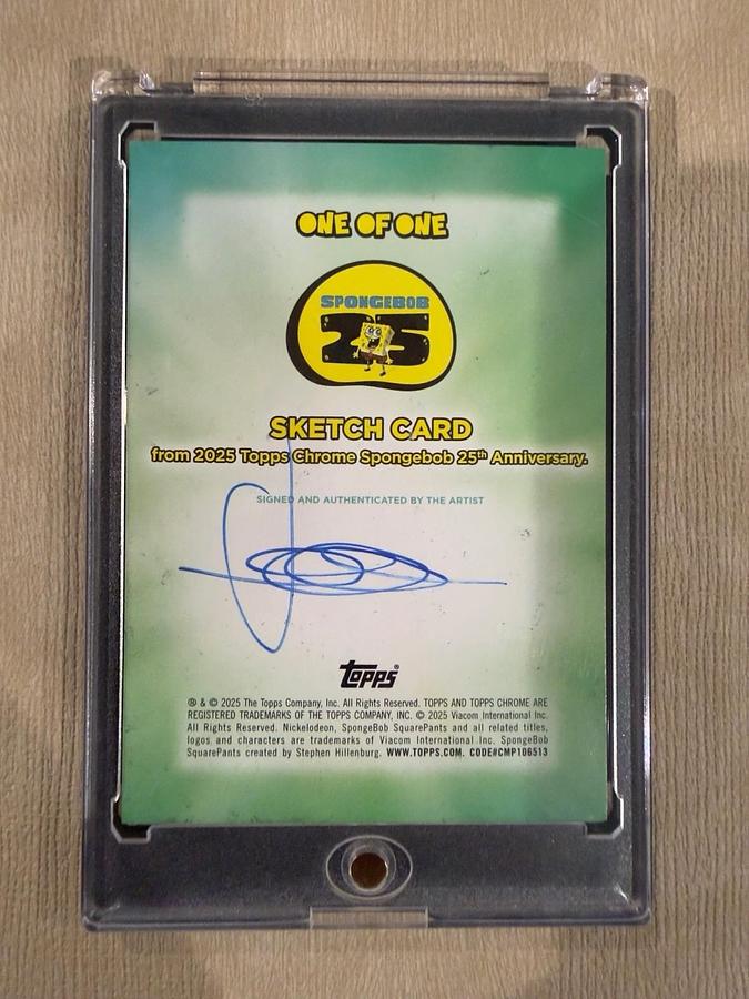 Used 2025 Topps Chrome SpongeBob 1/1 Sketch Card Sad SpongeBob Meme “Christmas Who?”