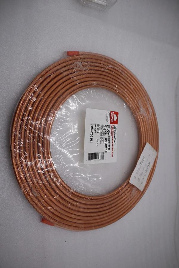 Used NEW Streamline Mueller COPPER Coil, 1/4" OD x 50' UNS-C12200 STK H327