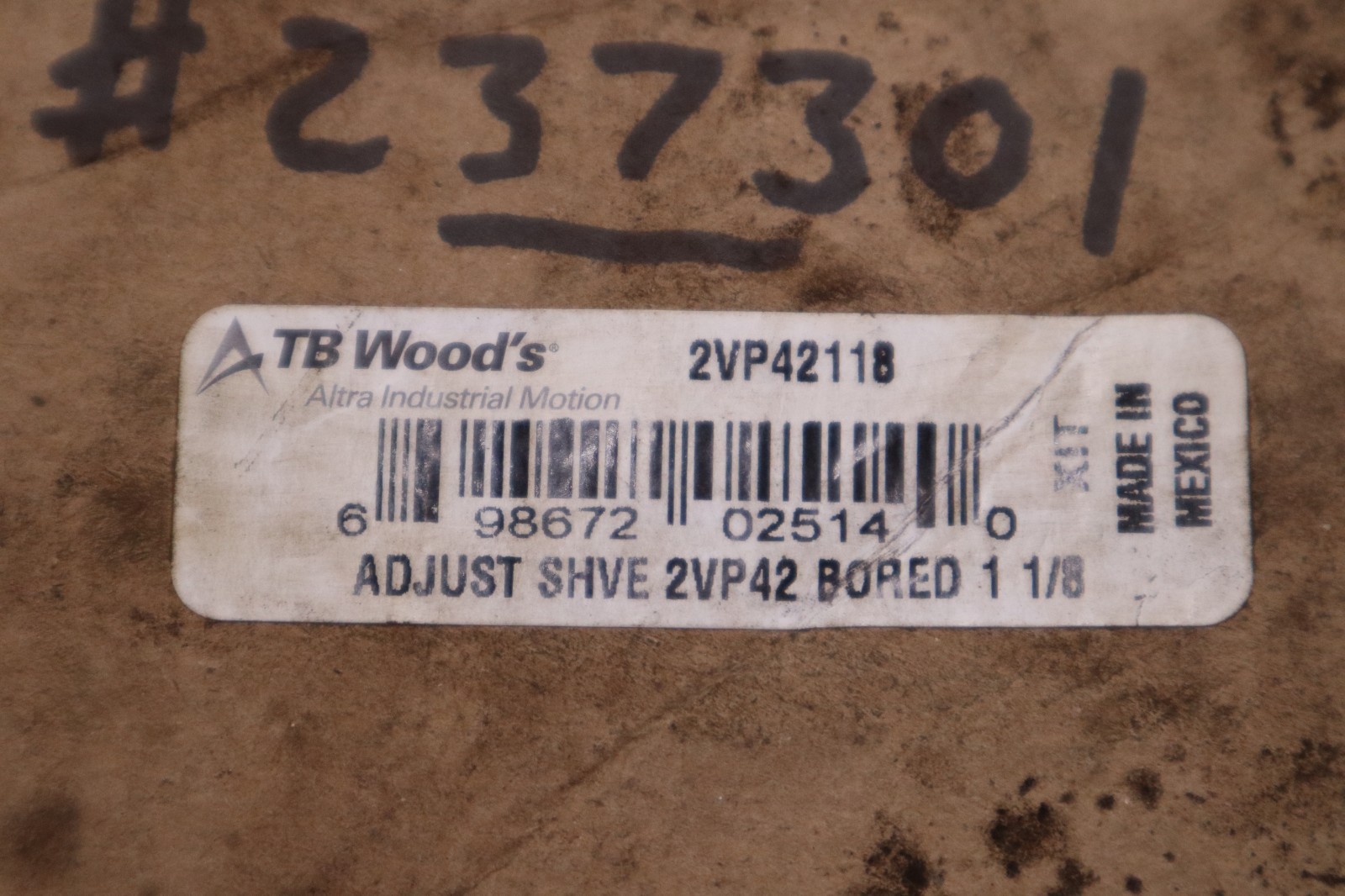 Genuine TB Wood's 2VP42118 V-Belt Pulley Wheel - STOCK GF1034A