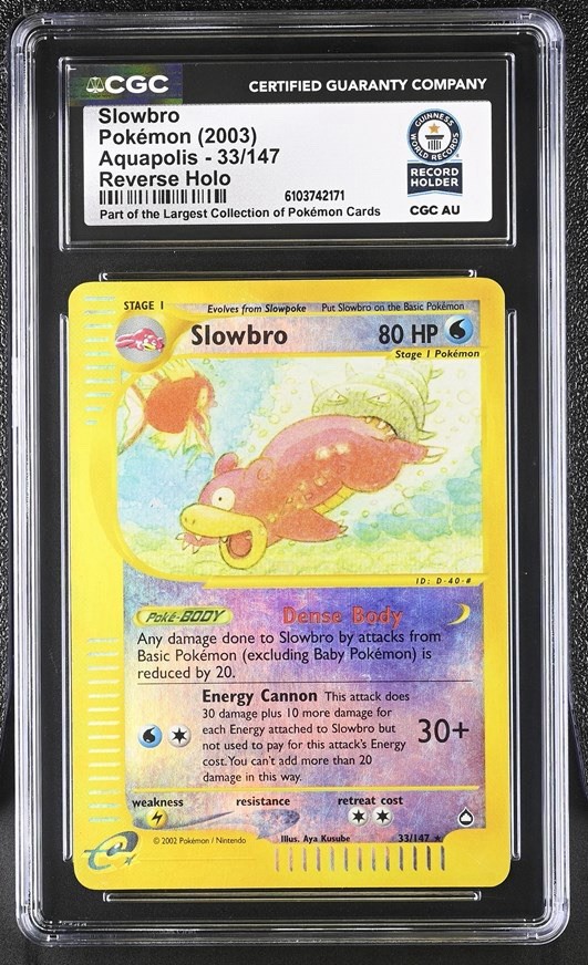 Used 2003 Slowbro 33/147 Reverse Holo Aquapolis Pokemon CGC GUINNESS WORLD RECORD 1/1