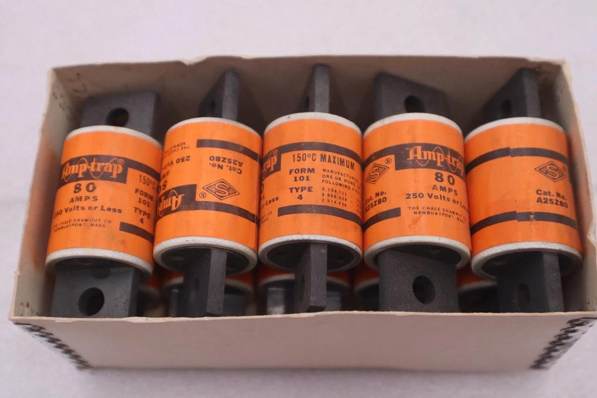 Shawmut Amp Trap Model A25Z80 Fuses 80AMPS 250Volts or Less #3668
