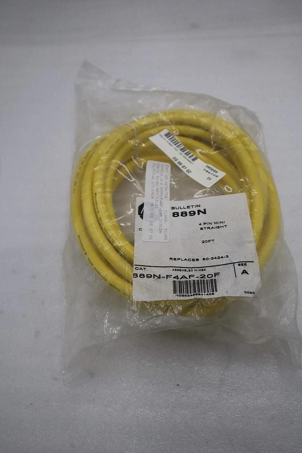 NEW Allen-Bradley 4-Pin Plug 889N-F4AF-20F 600V 10Amps Cable STOCK G709