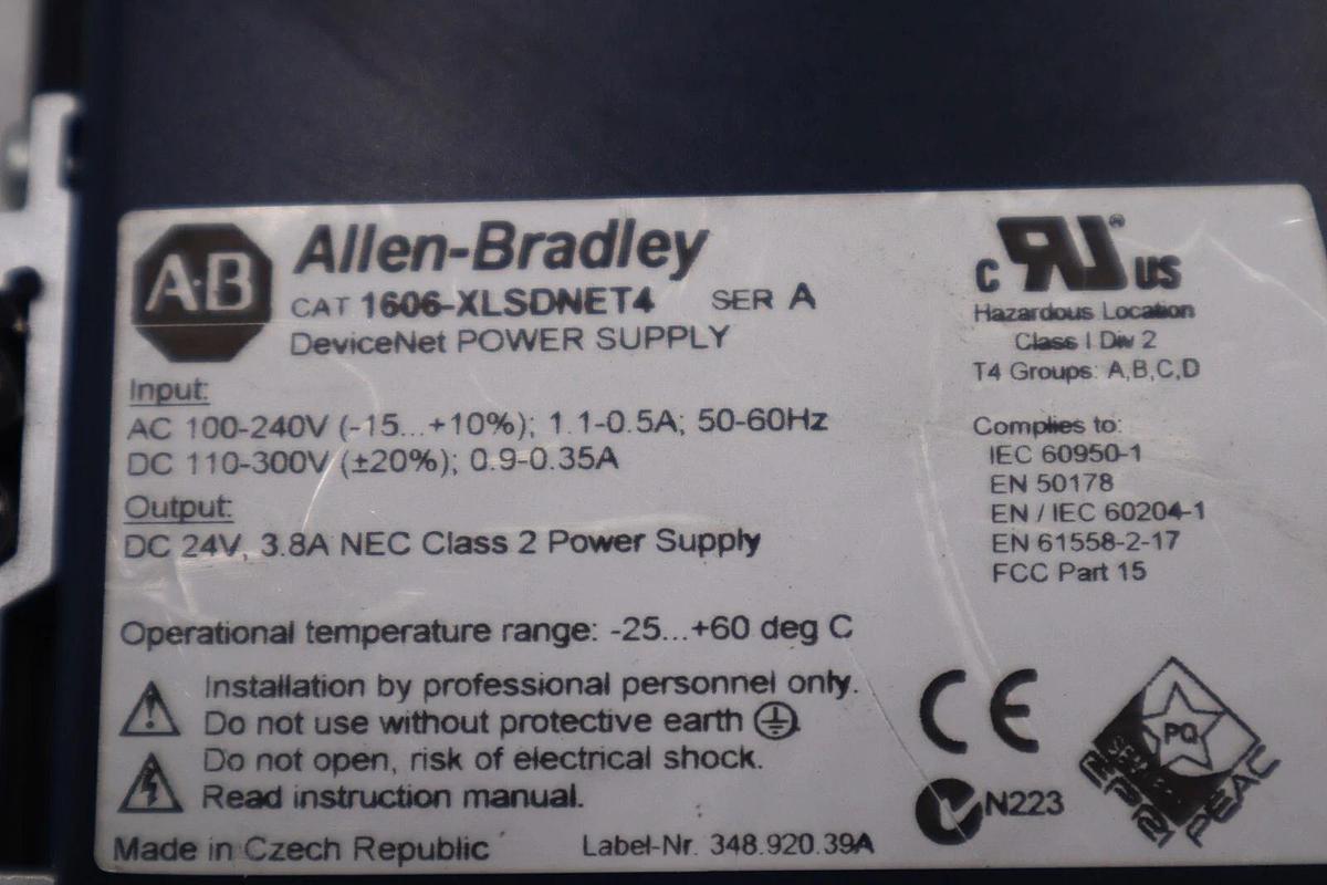 Used ALLEN BRADLEY 1606-XLSDNET4 AB SER. A 100-240VAC 0.9-0.35A STOCK L-733-A