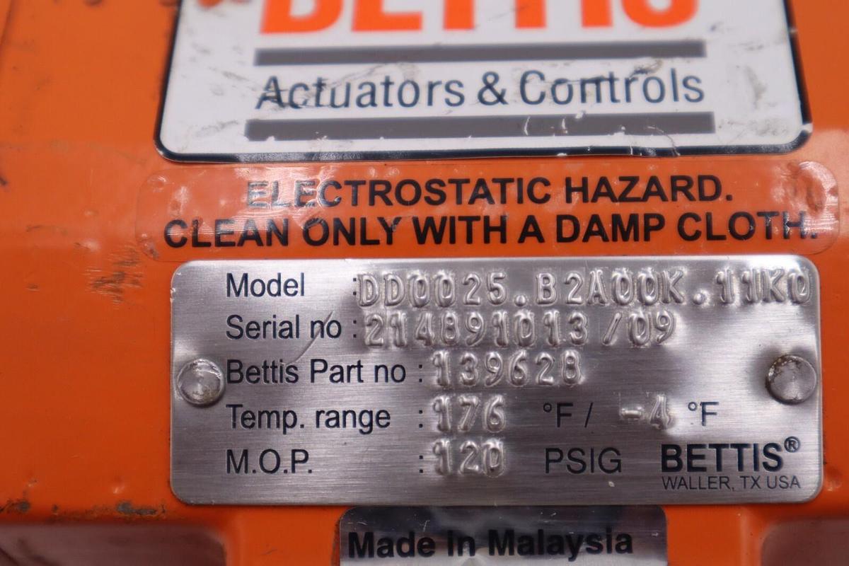 Used BETTIS DD025.B2A00K.11K0 ACTUATOR VALVE 150LB STOCK #4063