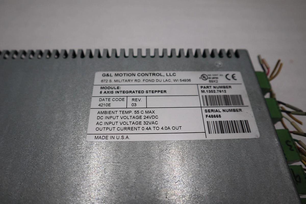 Used G & L MOTION CONTROL M.1302.7612 5-Axis Integrated Stepper 32Vac STOCK 5141A