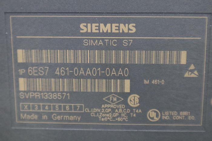 Used SIEMENS SIMATIC S7 6ES7 461-0AA01-0AA0 INTERFACE MODULE STOCK B-1252