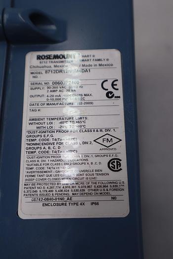 Rosemount 8712DR12N0M4DA1 Remote Mount Magnetic Flow Meter Transmitter STK 3576