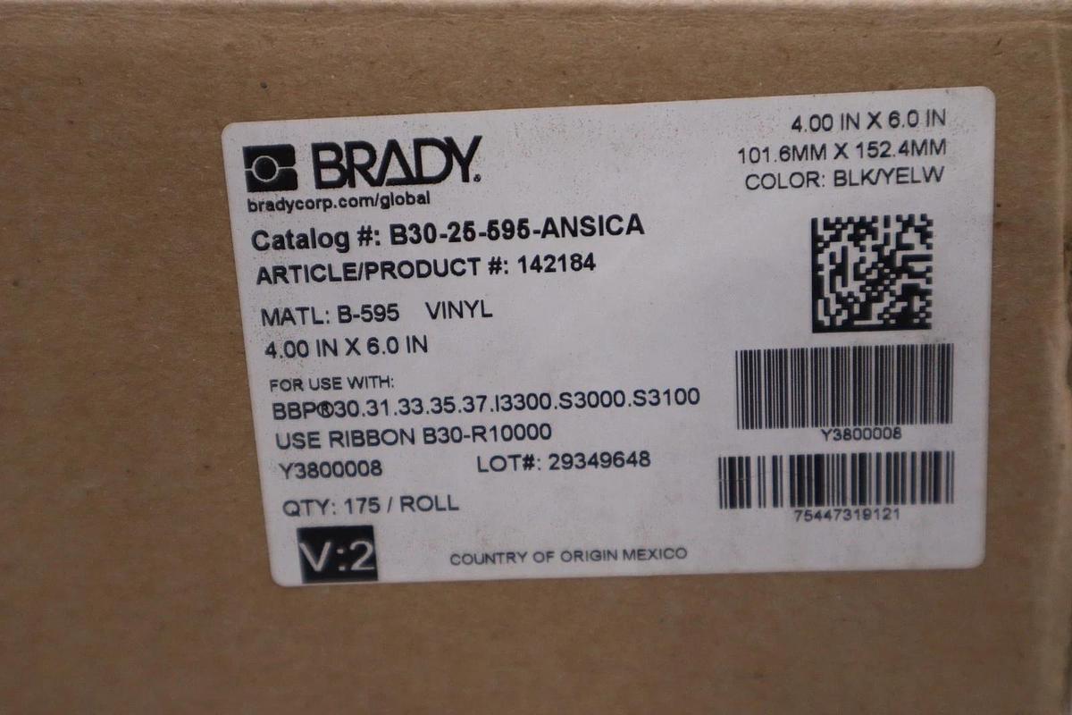 Used NEW OPEN BOX Brady B30-25-595-ANSICA Indoor/Outdoor Vinyl STOCK H366