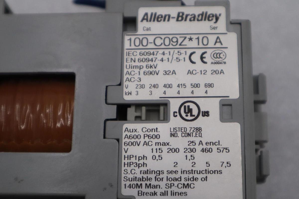 Used ALLEN BRADLEY 193-EECB/ 100-C09Z*10 E1 PLUS Overload Relay 1-5A STOCK L-460C