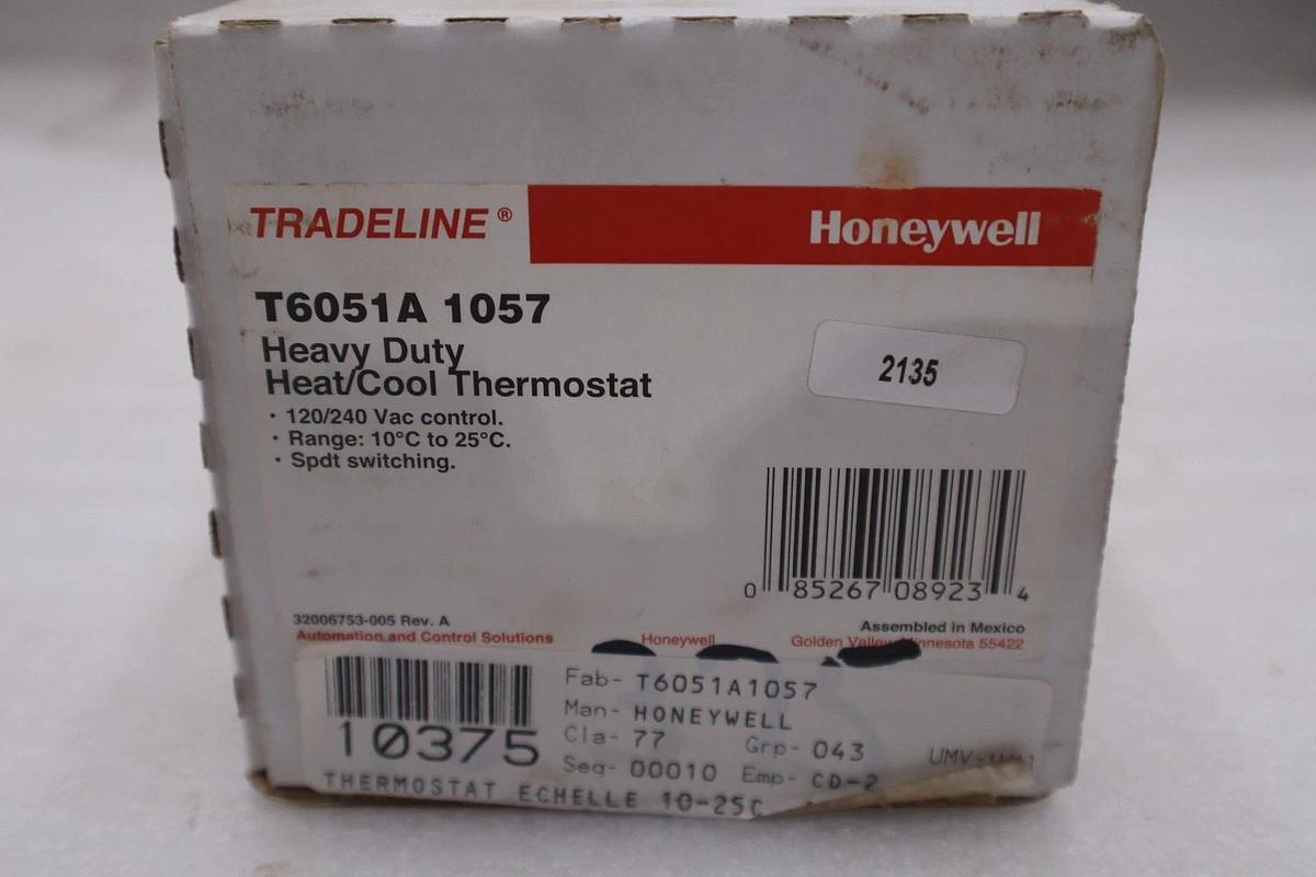 NEW OPEN BOX HONEYWELL T6051A 1057 HEAVY DUTY THERMOSTAT STK GF1046