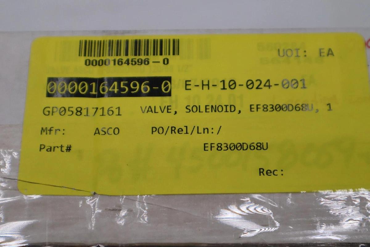 Used NEW IN BOX ASCO EF8300G068U 120/60 1/2 X 5/16 3W STOCK G537