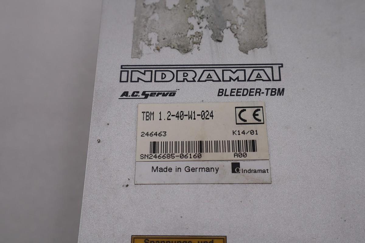 Used NEW Indramat TBM 1.2-40-W1-024 AC Servo Bleeder-TBM Bosch Stock 2214