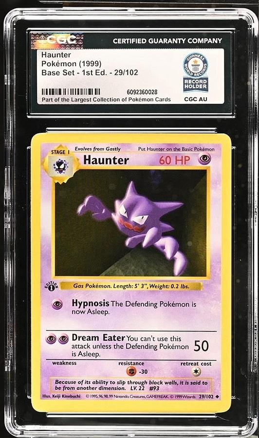 Used 1999 POKEMON BASE SET 1ST EDITION SHADOWLESS #29 HAUNTER CGC WORLD RECORD 1/1