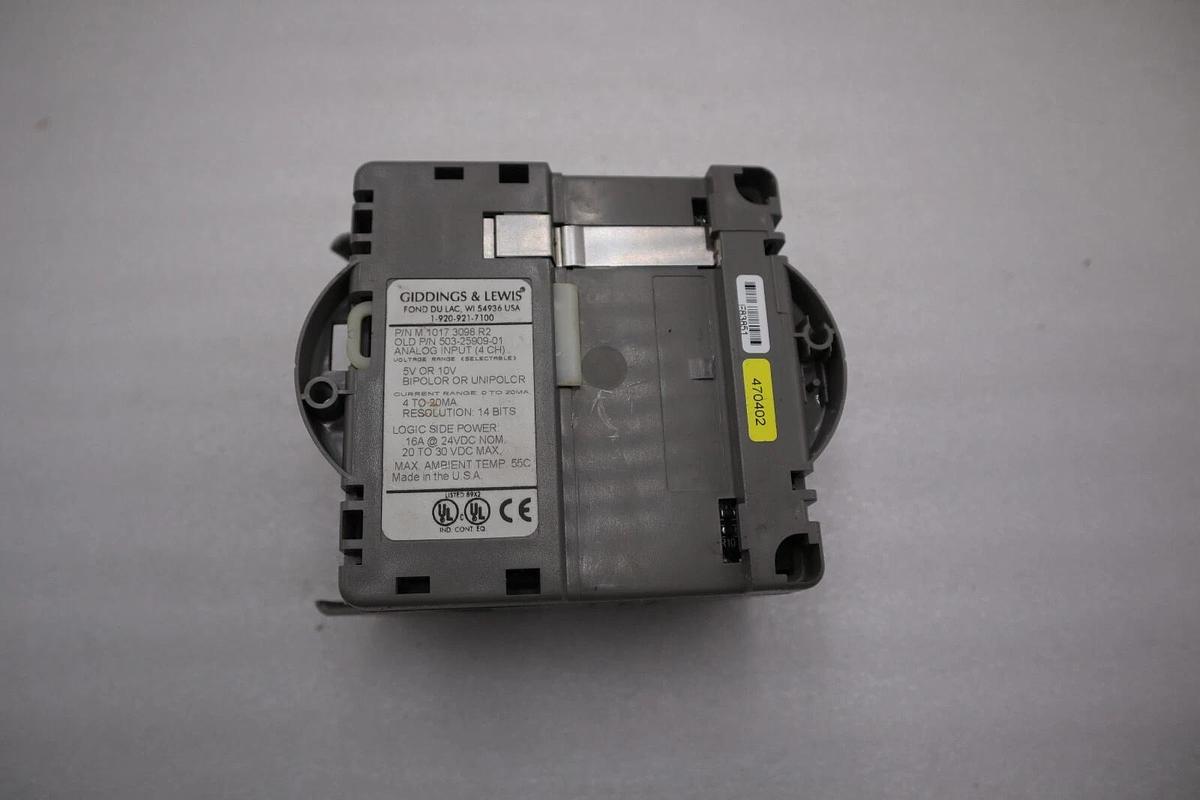 Used Giddings & Lewis M.1017.3098 R2 ANALOG INPUT 4 CH I/O Module STOCK 5190A