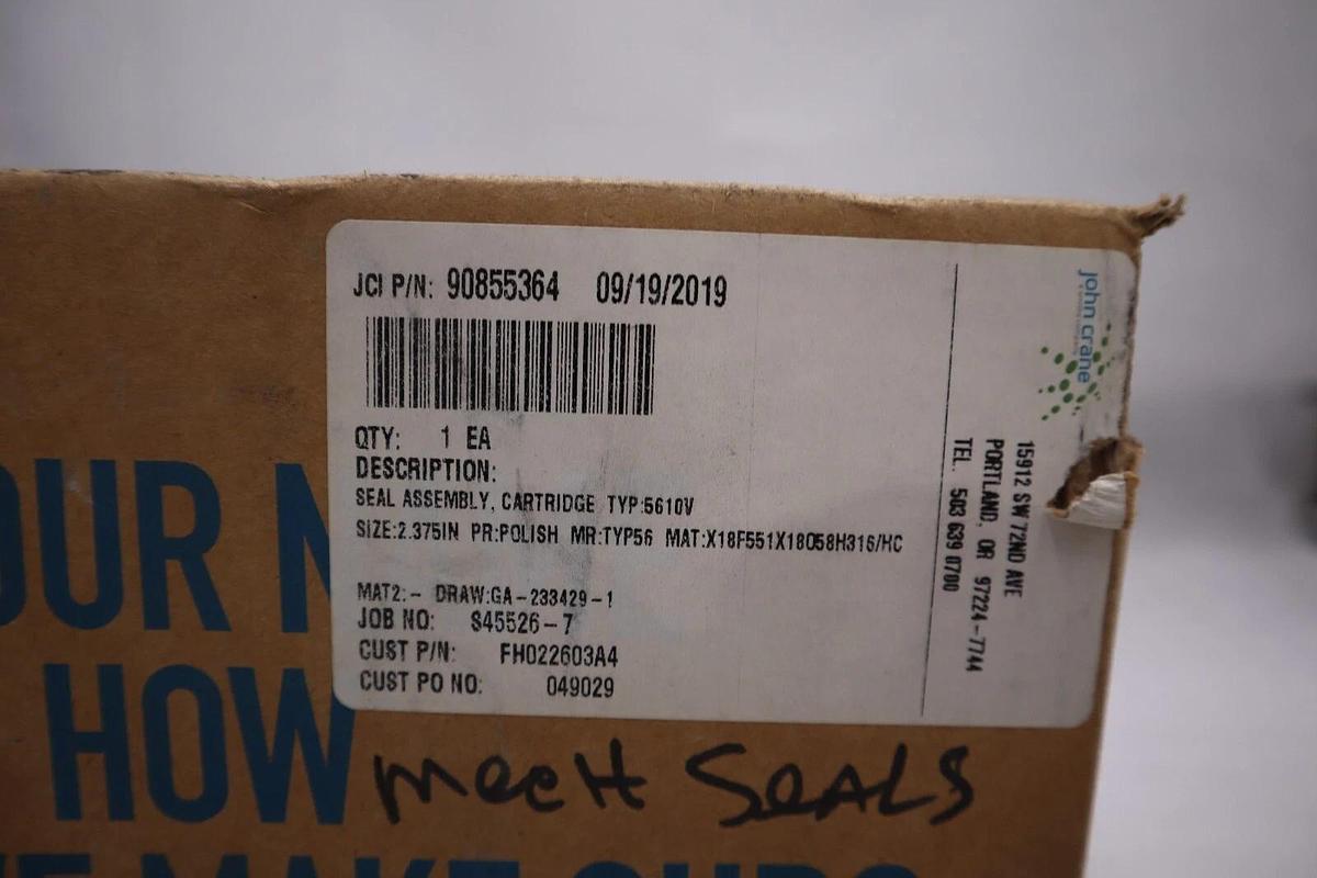 NEW OPEN BOX John Crane 5610v SIZE 2.375 SEAL ASSEMBLY STOCK 5898