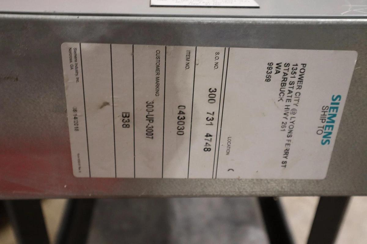 Used SIEMENS P1 250A 208Y/120V P1C30BL100ATST MAIN BEAKER STOCK HS47