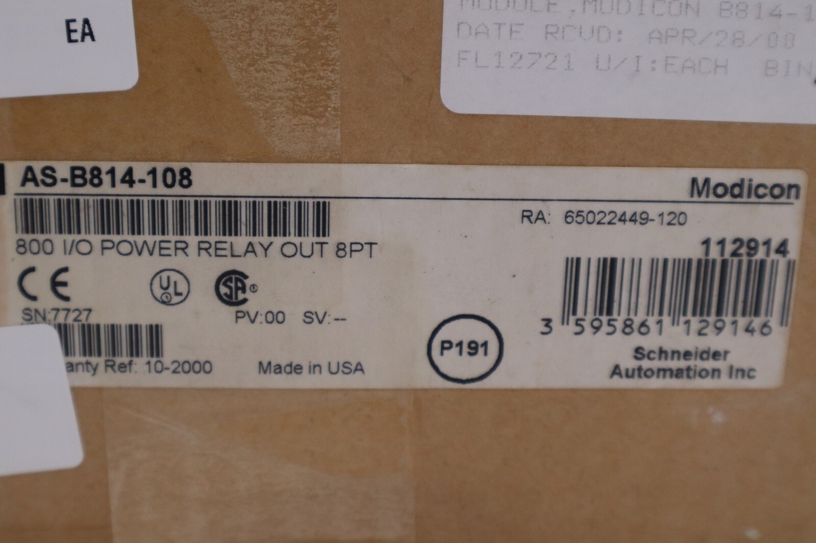 Used Modicon AS-B814-108 Power Relay Output Module Repaired Schneider Electric #G357