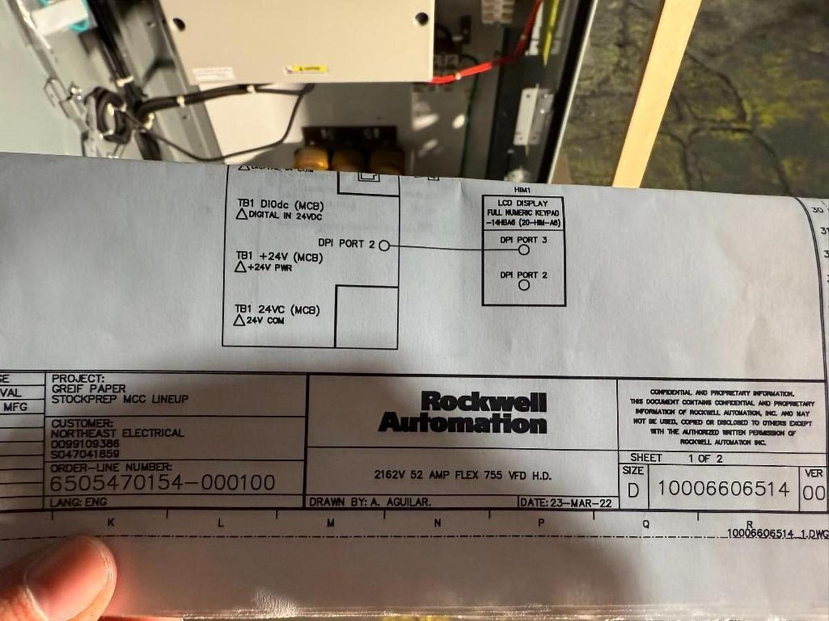 Used NEW ALLEN-BRADLEY MCC ENCLOSURE W/ 60HP POWERFLEX 755 DRIVE 20G1ANE063AN0NNNNN
