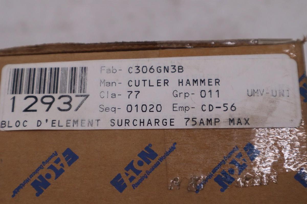 Used EATON Cutler-Hammer C306GN3 Overload Relay Series B1 STK K310A