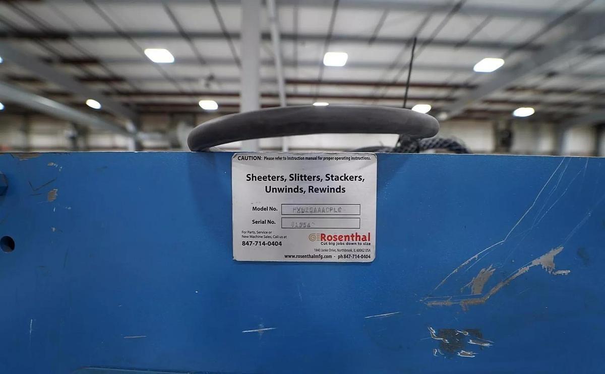 Used 84" HEAVY DUTY ROSENTHAL SHEETER MODEL HXBZ5AAACPLC - MANUFACTURED 2015