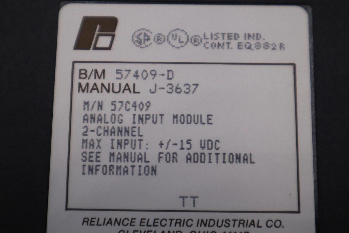 NEW OPEN BOX Reliance Electric 57409-D Analog Input Module 57409D STK G412