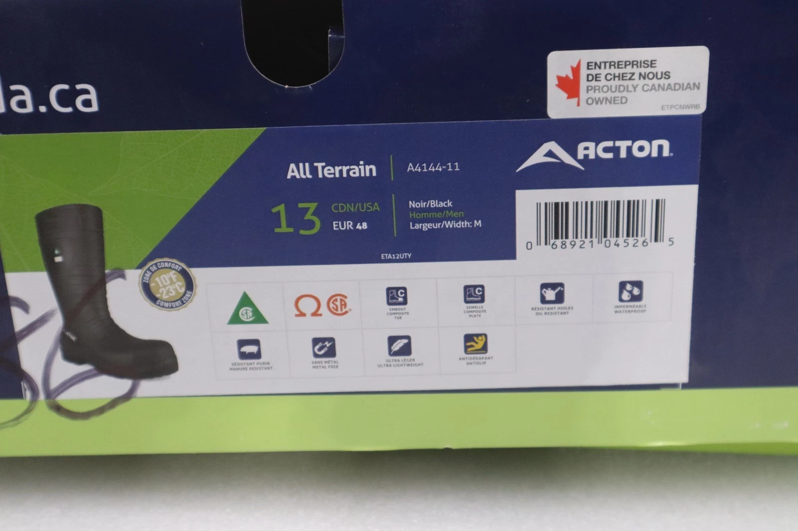 Used ACTION All Terrain 15" Composite Toe Rubber Work Boots A4144-11 - STOCK GF947