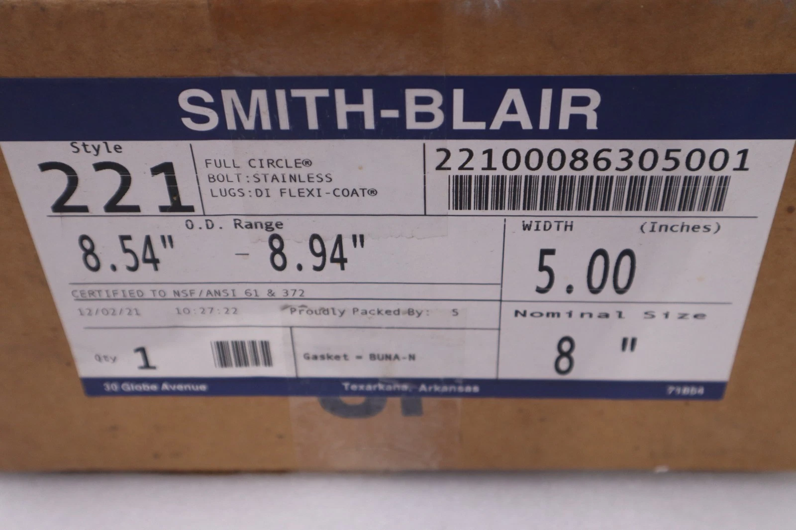 Used SMITH-BLAIR 221 22100086305001 8" FULL CIRCLE - STOCK GF1259
