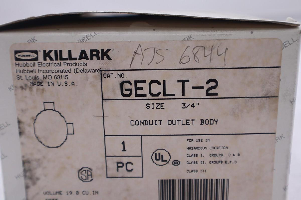 Used HUBBELL KILLARK GECLT-2 Conduit Outlet 3/4 in #2013-A