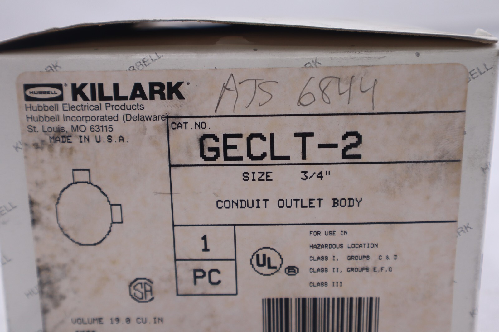 Used HUBBELL KILLARK GECLT-2 Conduit Outlet 3/4 in #2013-A