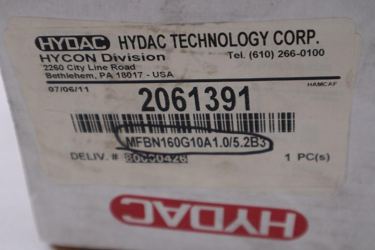 Hydac 2061391 Filter Assy MFBN160G10A1.0/5.2B3 - STOCK GF464