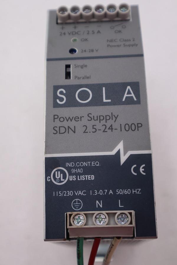 Used EMERSON SOLA SDN 2.5-24-100P POWER SUPPLY 115/230VAC STOCK #K-1889