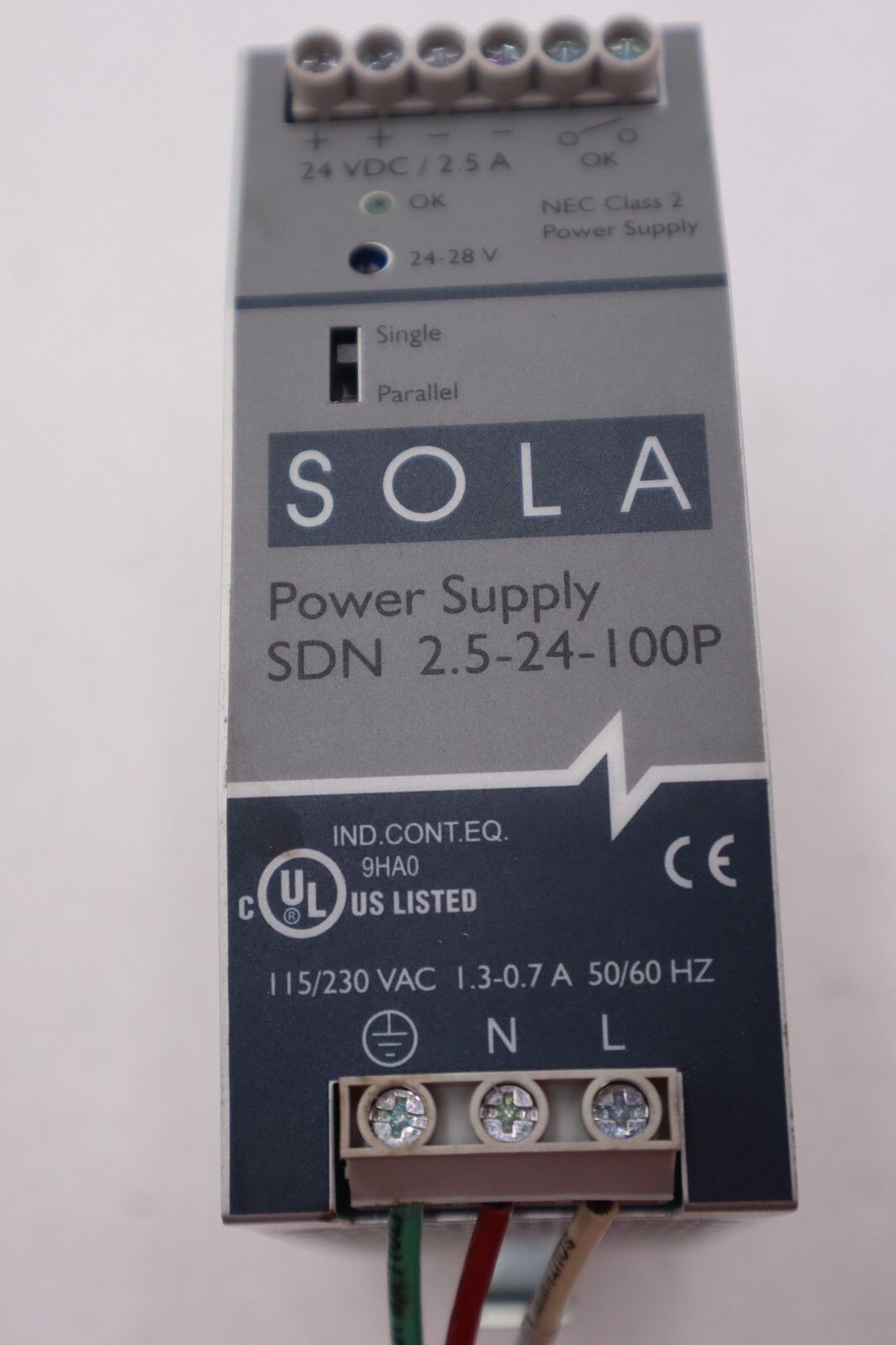 Used EMERSON SOLA SDN 2.5-24-100P POWER SUPPLY 115/230VAC STOCK #K-1889