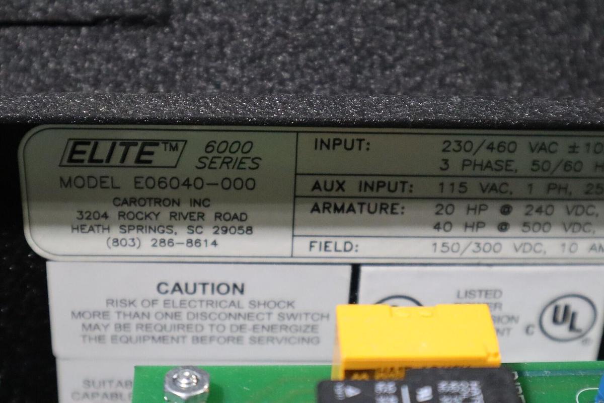 Used Carotron E06040-000 ELITE D.C. MOTOR CONTROLLER WITH CABINET NEW STOCK S-575