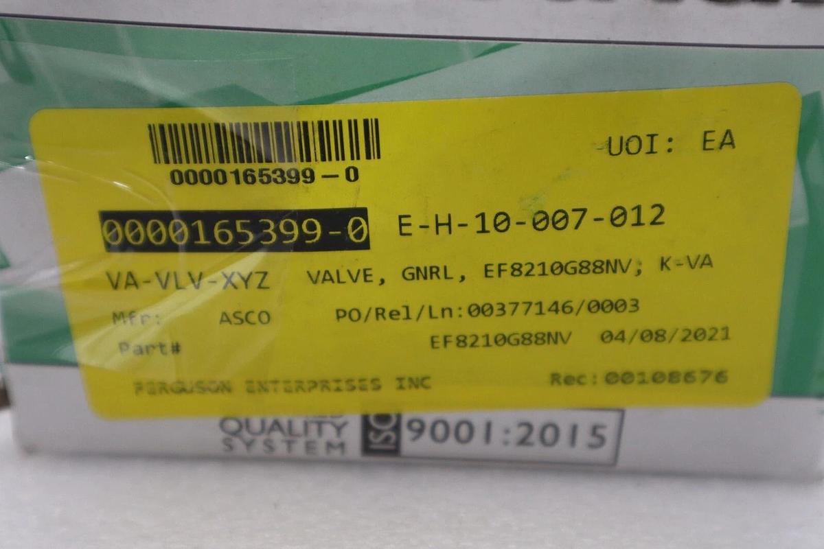 Used NEW IN BOX ASCO EF8210G088NV 120/60 110/50 VALVE STOCK G572