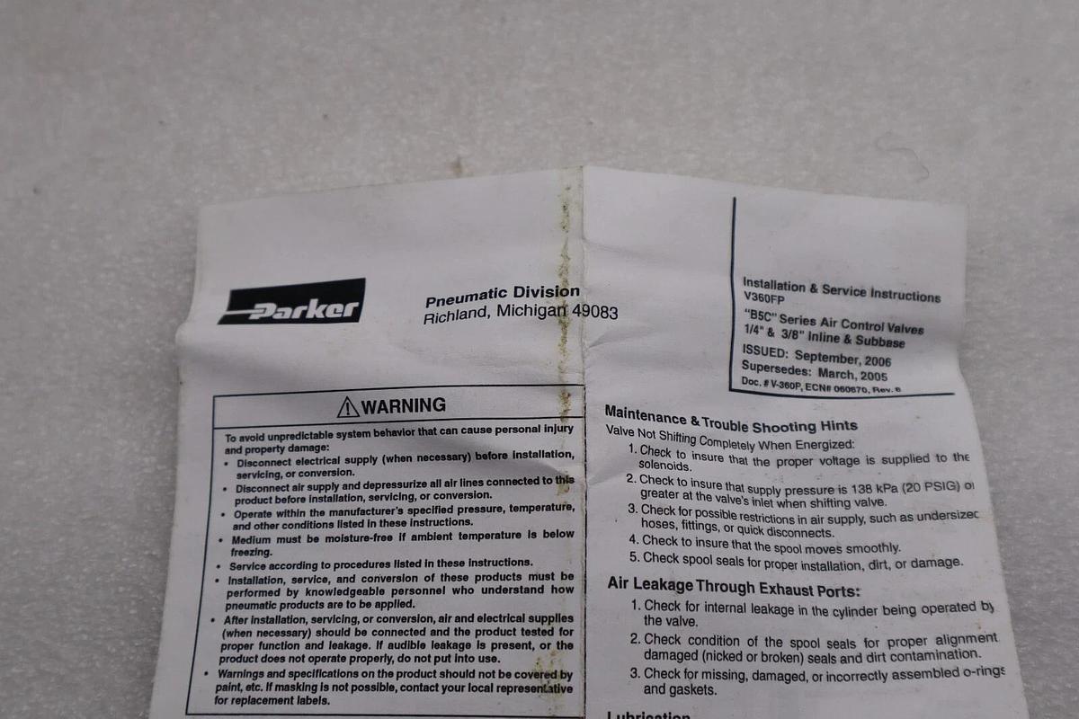 Used PARKER B556BCA53C / B556BCA53C (BRAND NEW) STOCK L-533