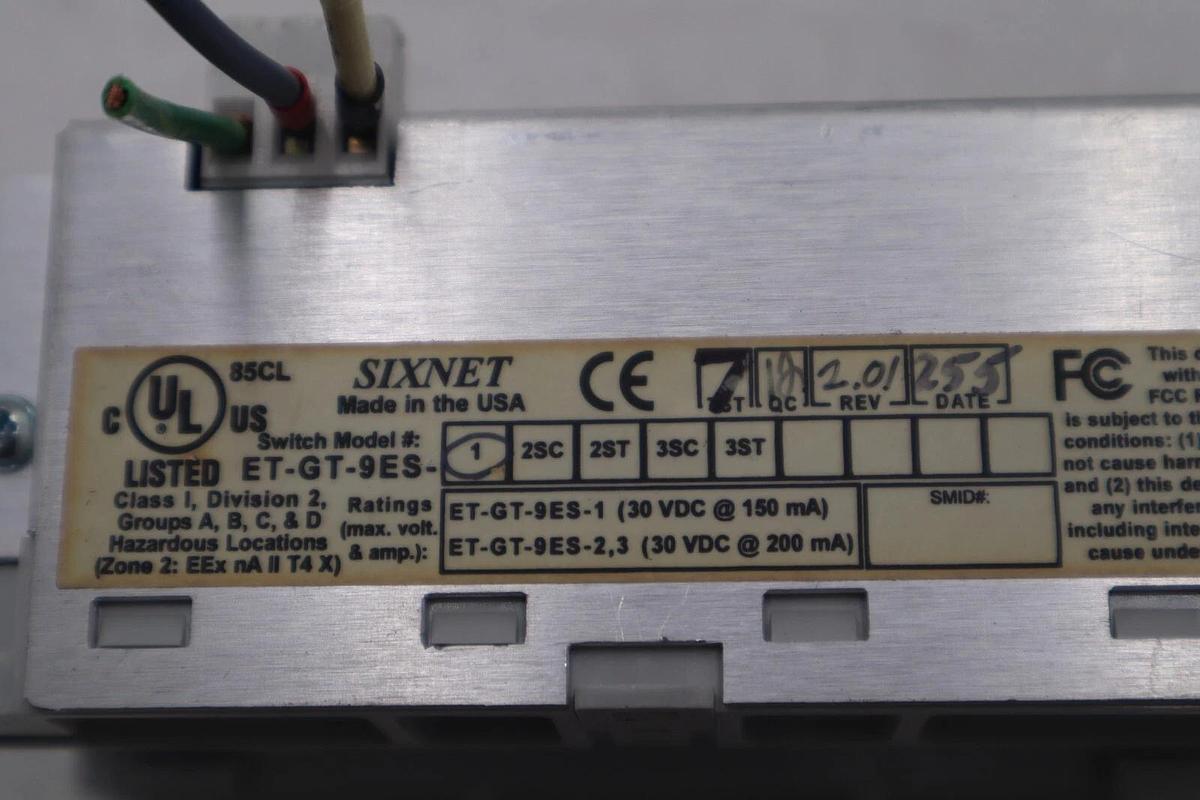 Used Sixnet Model: ET-GT-9ES-1  Real-time Industrial EtherTRAK Switch STOCK L-288-C