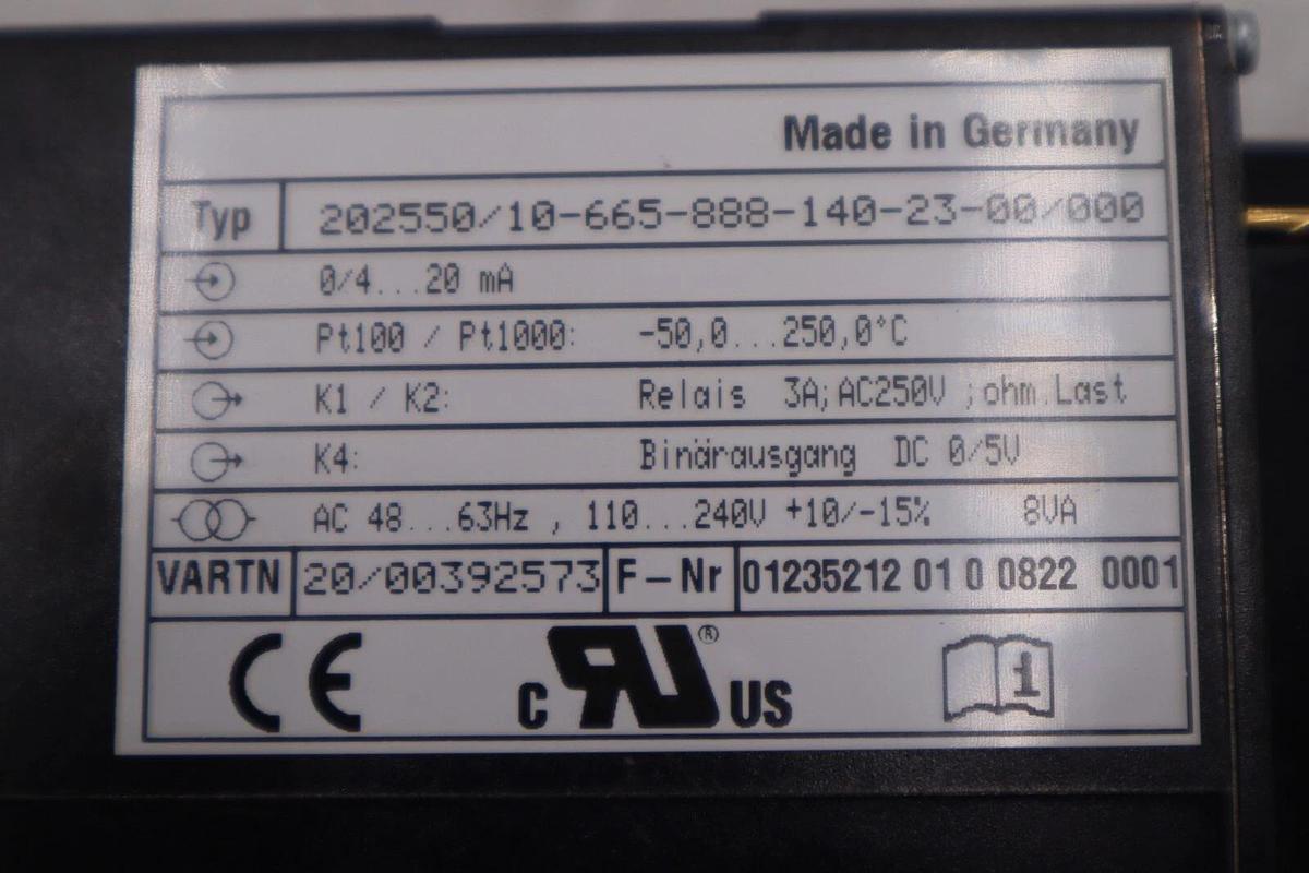 Used Jumo Regulator dtrans Type: 202550/10-665-888-140-23-00/000 STOCK L-723-A